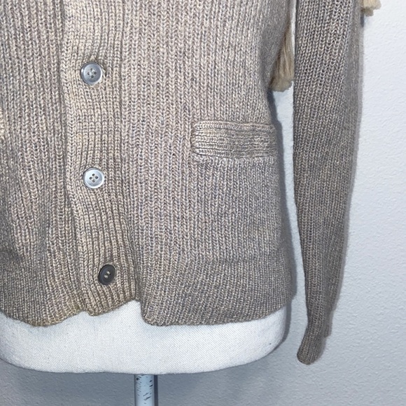 Vintage panda brand wool cardigan sweater womens small size 38 oatmeal grey - Picture 5 of 16